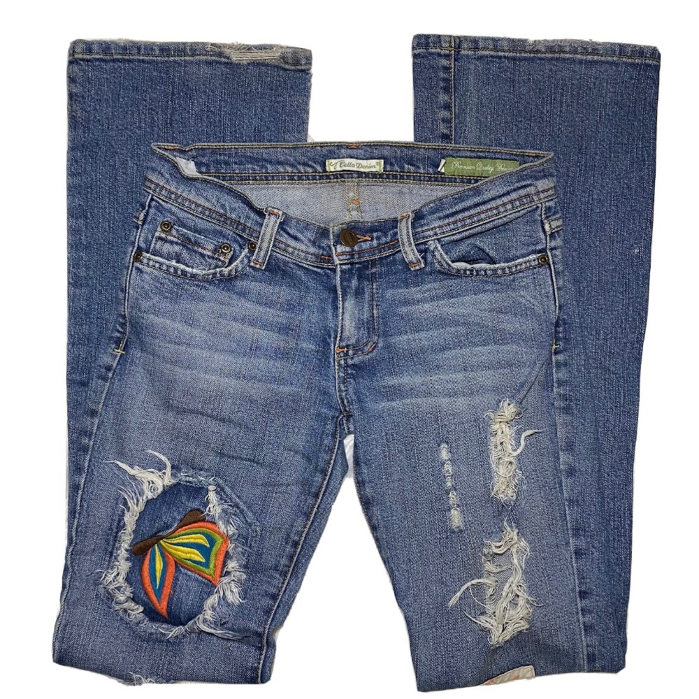 Cello 3 Denim Premium Quality Distressed Stretch Jeans Embroidery Bootcut